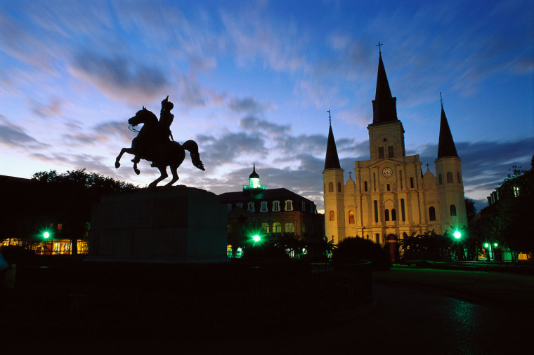 Image: St. Louis Cathedral in Jackson Square at Dusk